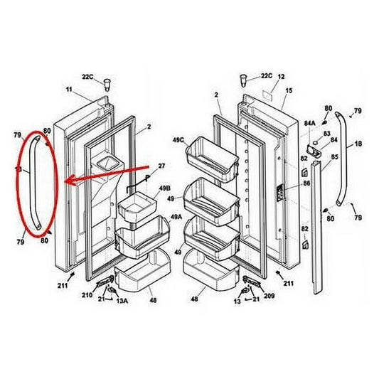 Frigidaire Refrigerator & Freezer Door Handle (Black Stainless) - 241930105