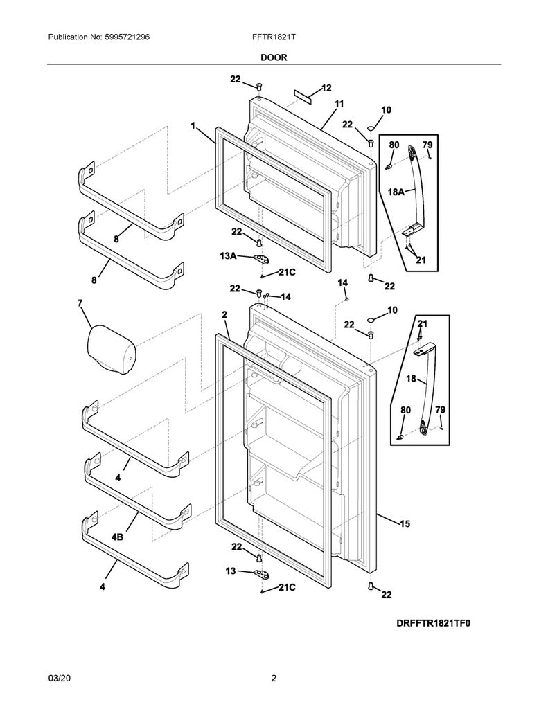 Frigidaire Refrigerator & Freezer Freezer Door Gasket - 242193203