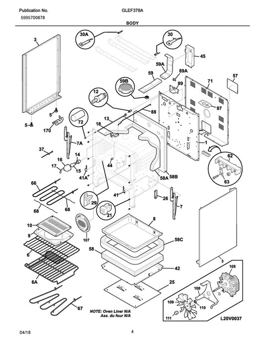 Frigidaire Range, Oven & Cooktop Front Drawer Glide - 3051162, Replaces: 3012698