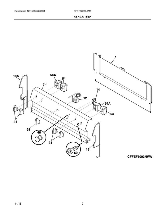 Frigidaire Range, Oven & Cooktop Surface Indicator Light - 316022503, Replaces: 3200297