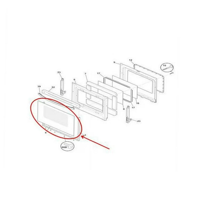 Frigidaire Range, Oven & Cooktop Glass Assembly - 316559108, Replaces: 316559102