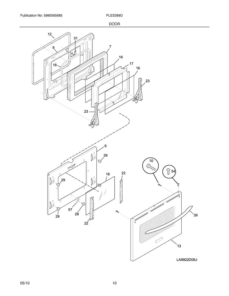 Frigidaire Range, Oven & Cooktop Door Gasket - 318053103, Replaces: 318053101