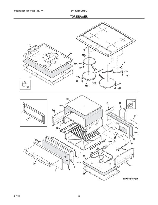 Frigidaire Range, Oven & Cooktop Range Drawer Glide - 318385600