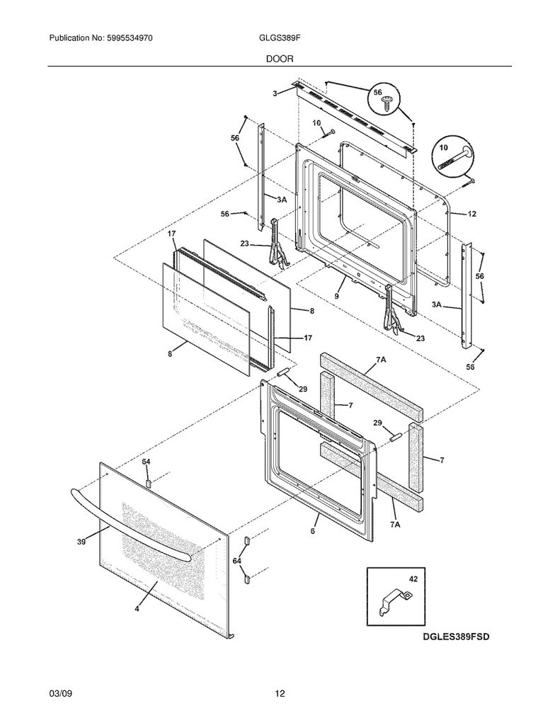 Frigidaire Microwave Outer Door Glass Assembly - 318403500, Replaces: 318261300