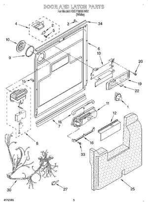 Kit de joint de porte inférieure pour lave-vaisselle Whirlpool - 4172127, remplace : 4172128