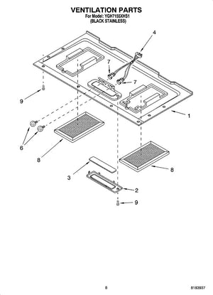 Filtre à graisse pour micro-ondes Whirlpool - 4358853, remplace : 4358828