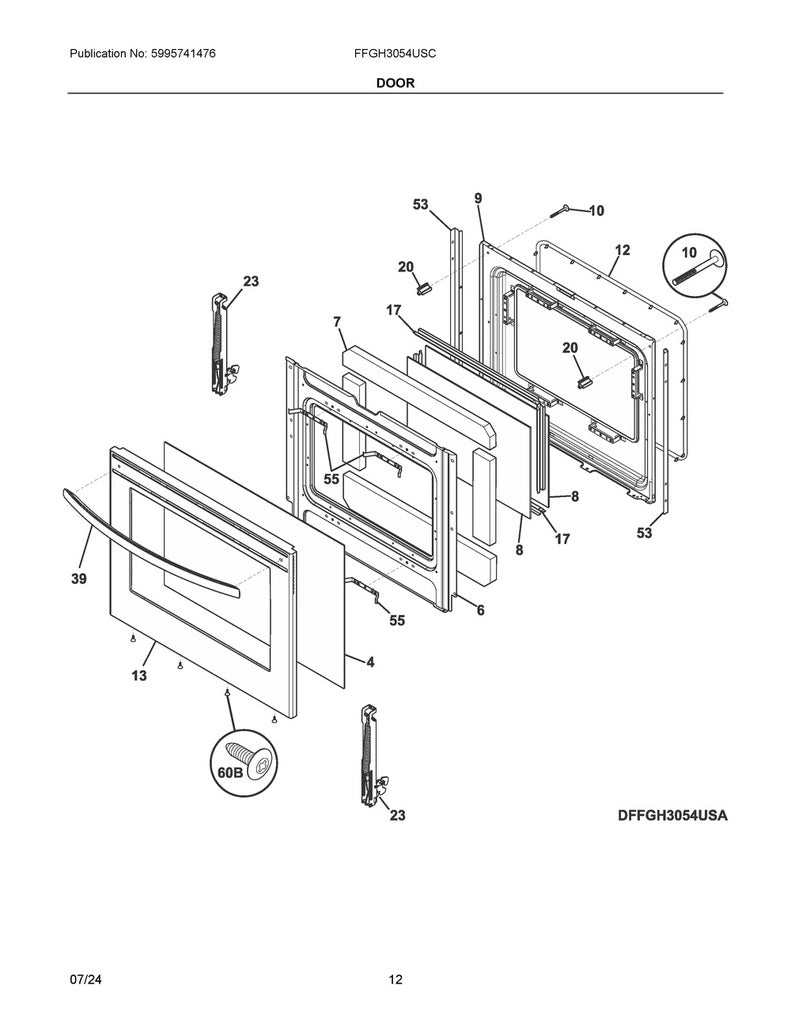 Frigidaire Range, Oven & Cooktop Door Seal - 5304498835, Replaces: 316403101