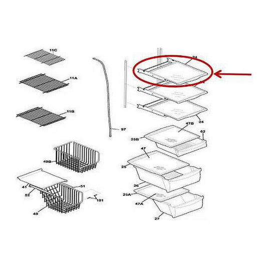 Frigidaire Refrigerator & Freezer Glass Shelf Assembly - 5304515413