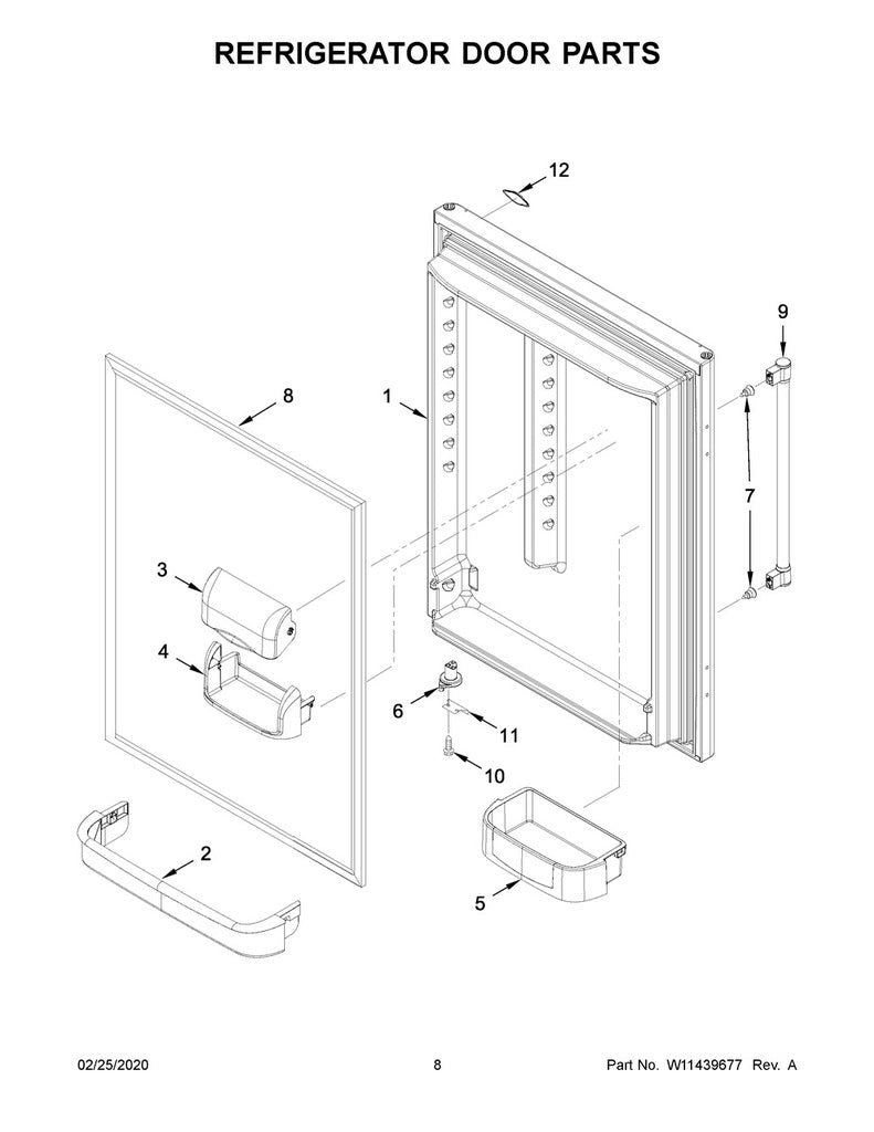 Whirlpool Refrigerator & Freezer Door Shelf - 67001139, Replaces: 12557904