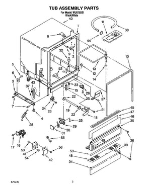 Kit de tuyau de vidange pour lave-vaisselle Whirlpool - 675544, remplace : 301206