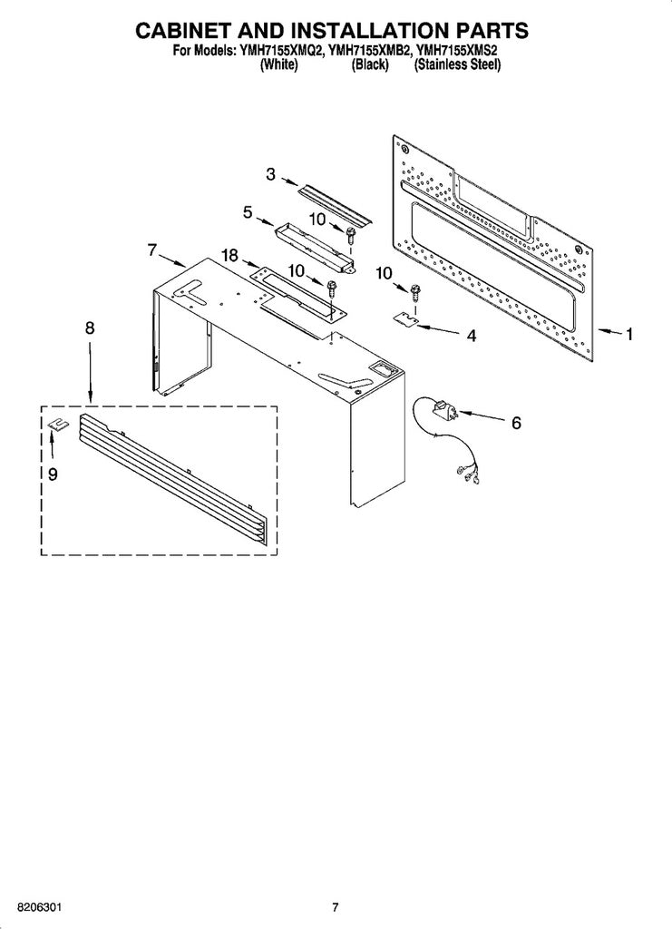 Whirlpool Microwave Vent Grille (Black) - 8184608, Replaces: 8169507