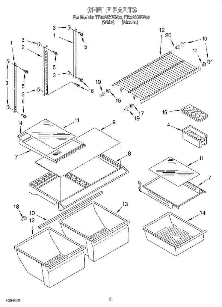 Whirlpool Refrigerator & Freezer Shelf Support Kit - 819091, Replaces: 1024