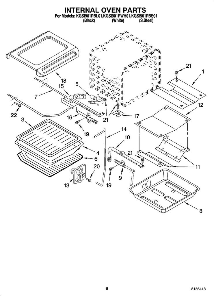 Whirlpool Range, Oven & Cooktop Oven Burner Assembly - 8191123, Replaces: 4454047