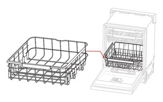 LG Dishwasher Lower Dishrack Assembly - AHB73129108, Replaces: AHB73129101