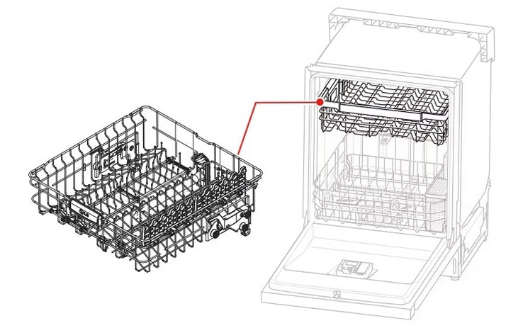 LG Dishwasher Upper Dishrack Assembly - AHB73249228