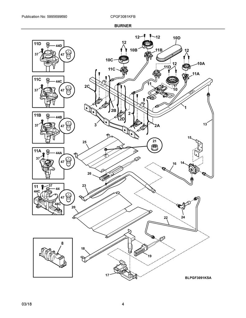 Frigidaire Range, Oven & Cooktop Gas LP Conversion Kit - GRLP3, Replaces: 316243701