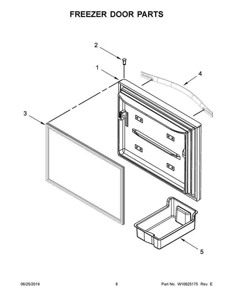 Whirlpool Refrigerator & Freezer Refrigerator Freezer Door Assembly, Stainless - LW10433608