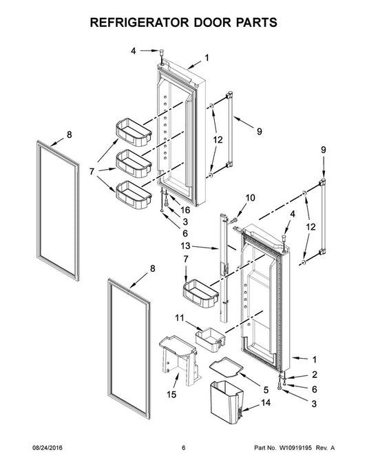 Whirlpool Refrigerator & Freezer Refrigerator Door Assembly, Left Hand, Stainless - LW10721548