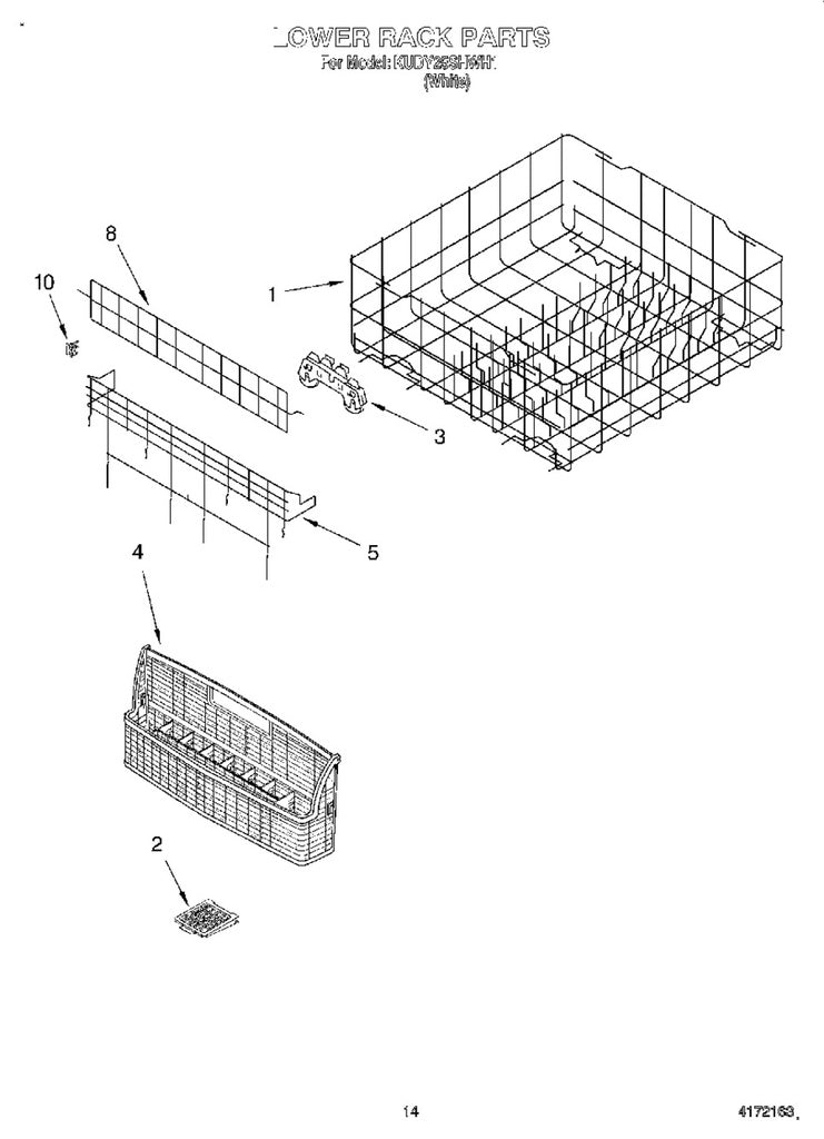 Whirlpool Dishwasher Lower Dishrack Assembly - W10134647, Replaces: 3377584