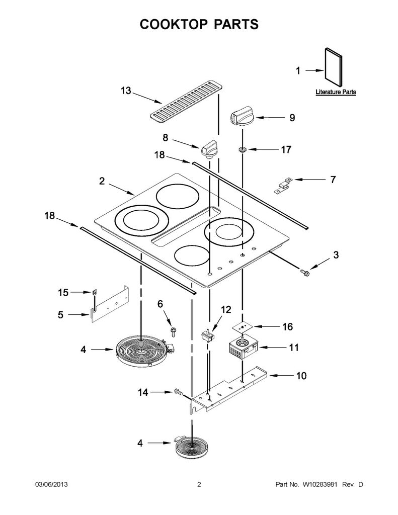 Whirlpool Range, Oven & Cooktop Glass Main Top - W10163206