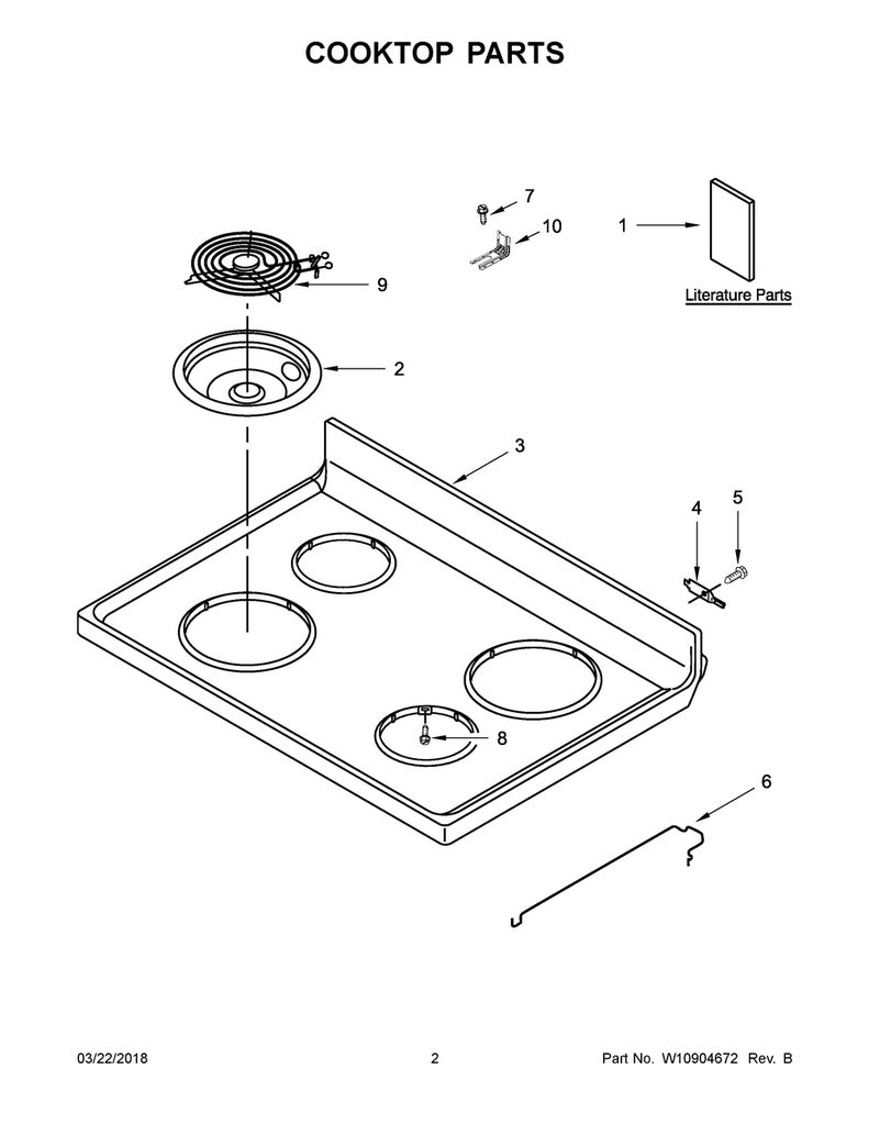 Whirlpool Range, Oven & Cooktop 6 Inch Burner Drip Pan - W10196406RW, Replaces: 42143