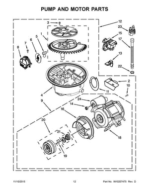 Moteur de pompe de circulation pour lave-vaisselle Whirlpool - W10200940, remplace : W10226459
