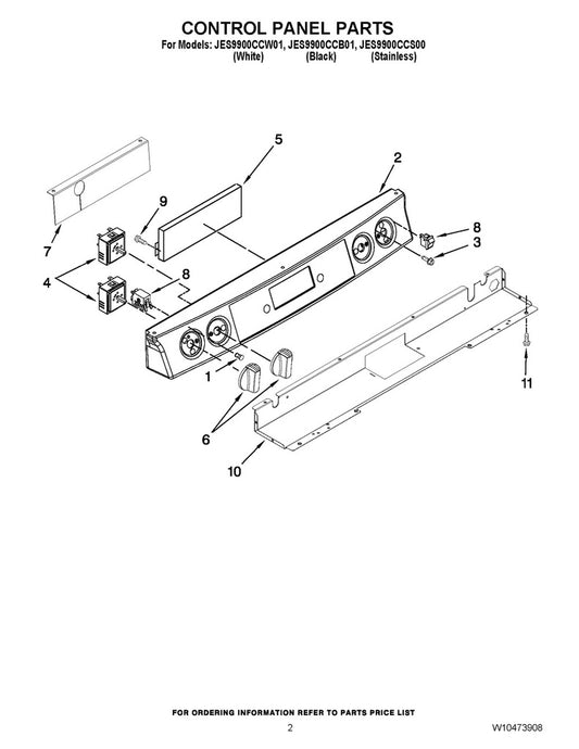 Whirlpool Range, Oven & Cooktop Range Control Panel Assembly - W10236211