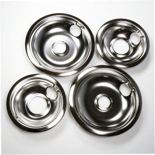 Whirlpool Range, Oven & Cooktop Chrome Drip Bowl Kit - W10278125, Replaces: 0312850