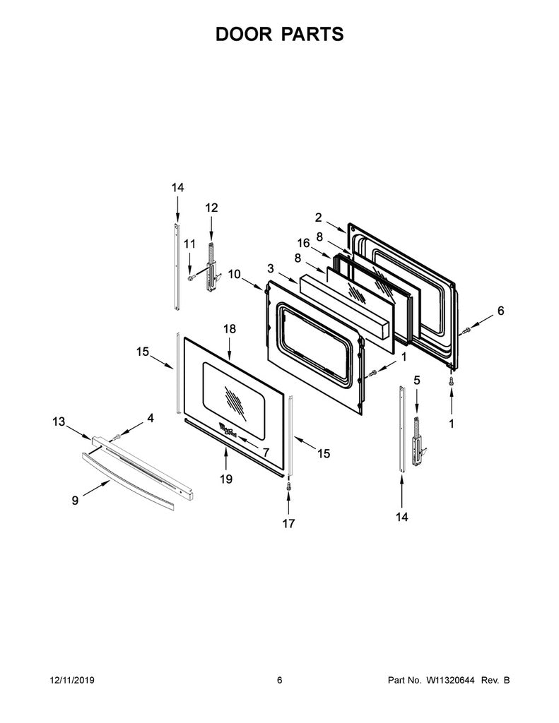 Whirlpool Range, Oven & Cooktop Door Handle (Black) - W10300490