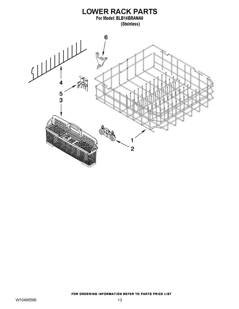 Whirlpool Dishwasher Lower Dishrack - W10315891, Replaces: W10056350