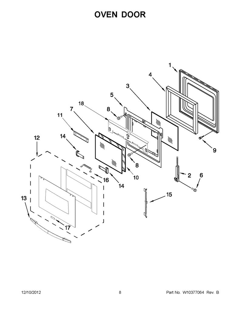 Whirlpool Microwave Outer Door Glass (Stainless) - W10401225, Replaces: 4452257