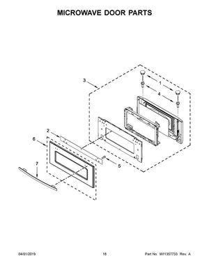 Ensemble de porte vitrée pour micro-ondes Whirlpool, acier inoxydable - W10457801