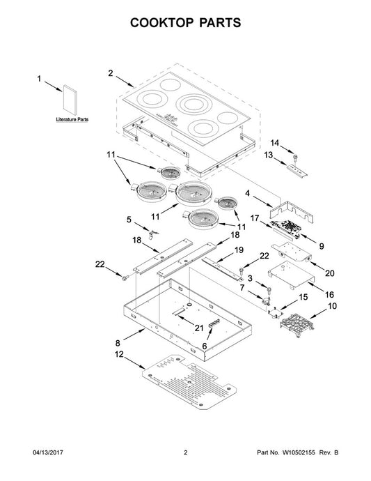 Whirlpool Range, Oven & Cooktop Range Main Cooktop Glass, Black - W10524409