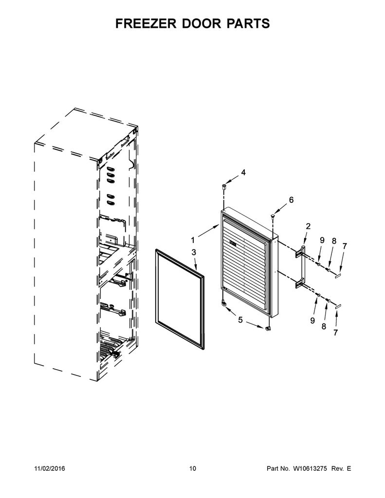 Whirlpool Refrigerator & Freezer Refrigerator Freezer Door Panel, Stainless - W10531287