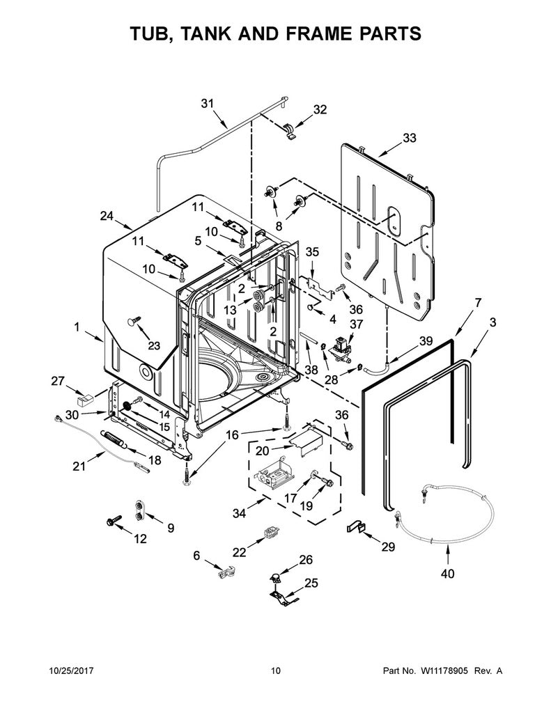 Whirlpool Dishwasher Water Tank - W10576448