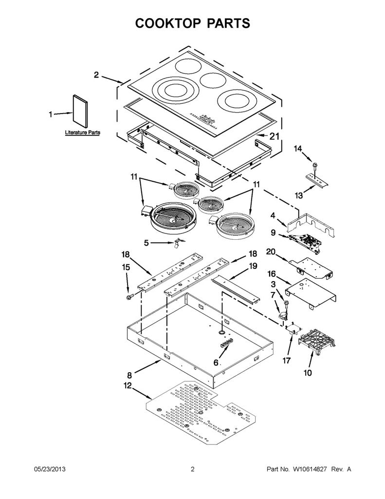Whirlpool Range, Oven & Cooktop Range Main Cooktop Glass - W10622119