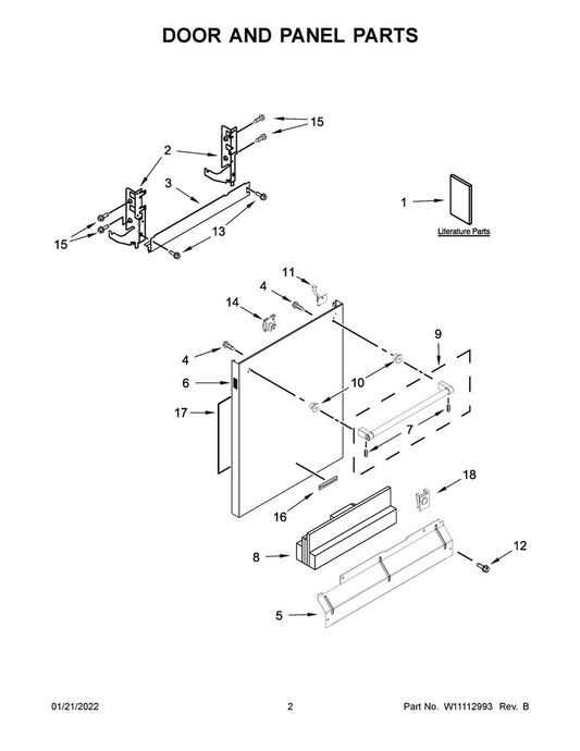 Whirlpool Dishwasher Door Handle Kit - W10708004, Replaces: W10786161