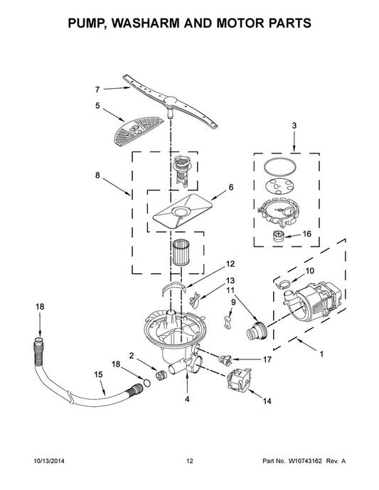 Whirlpool Dishwasher Pump Motor - W10736526
