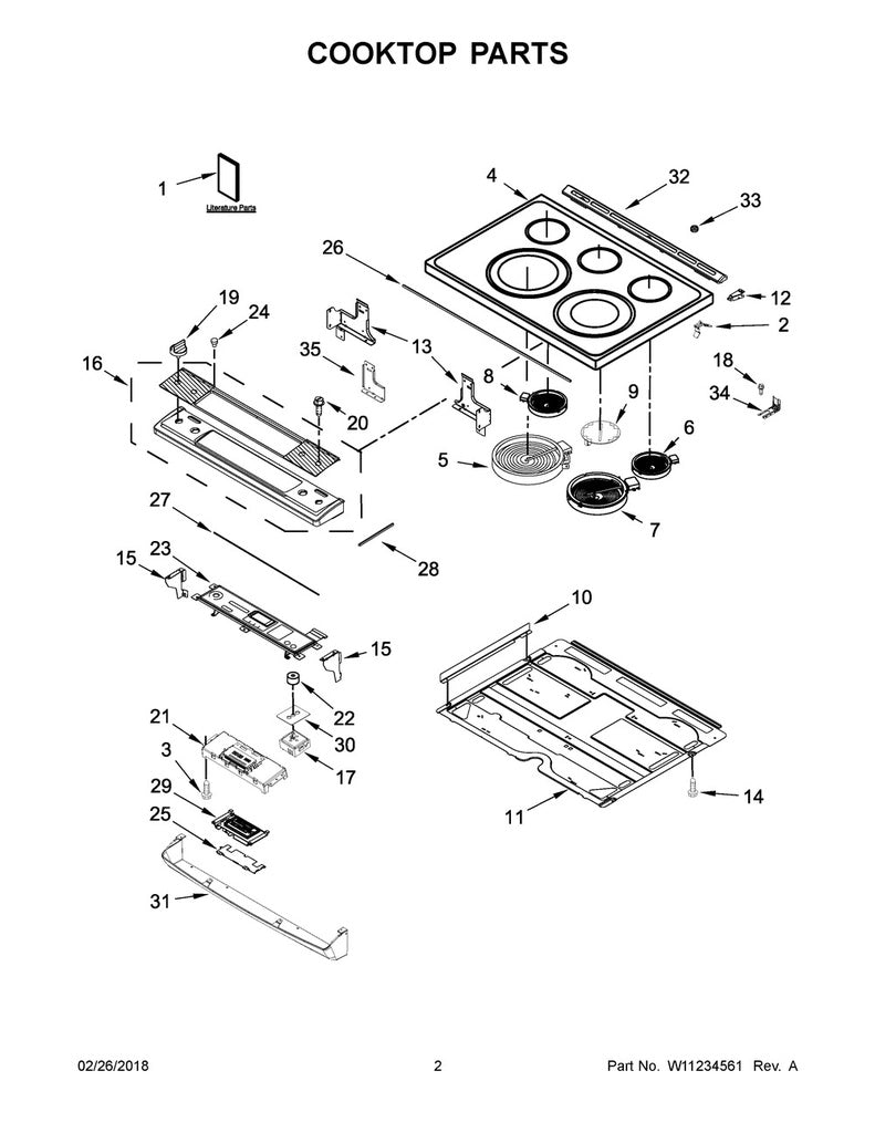 Whirlpool Range, Oven & Cooktop Range Main Cooktop, Black - W10751487