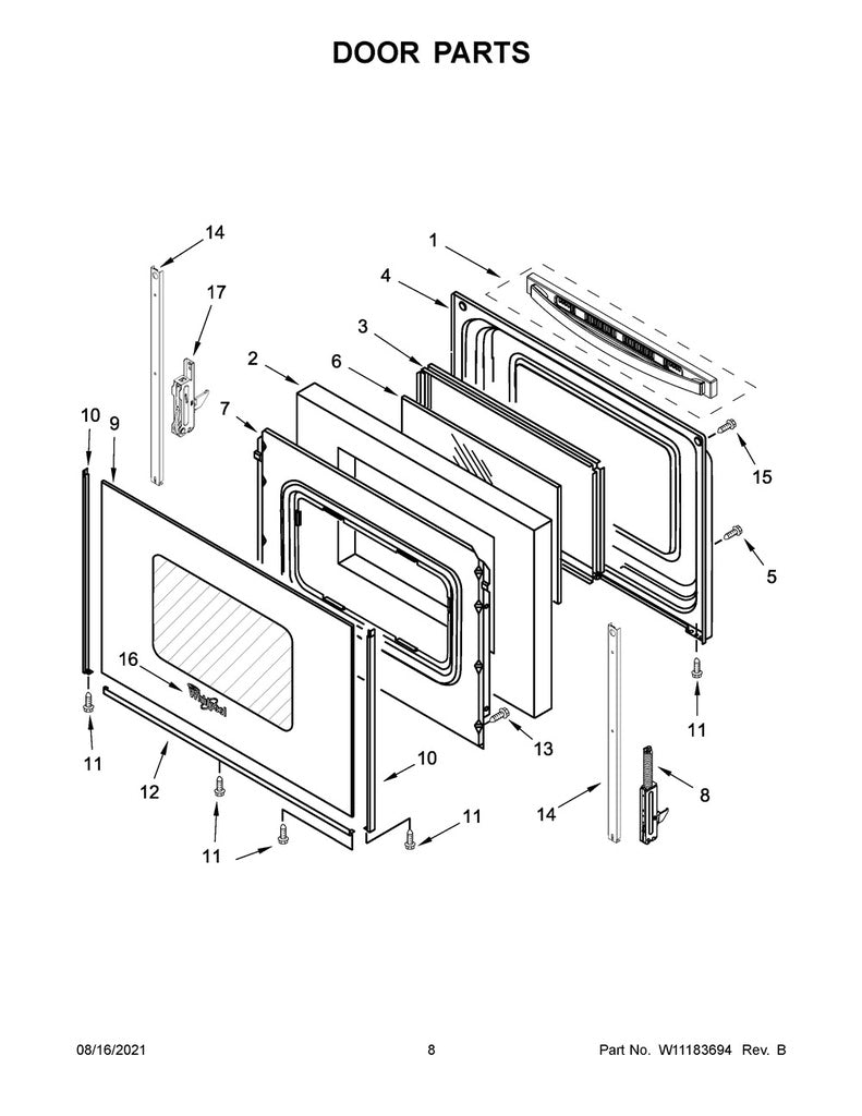 Whirlpool Range, Oven & Cooktop Range Door Trim, Black - W10761014