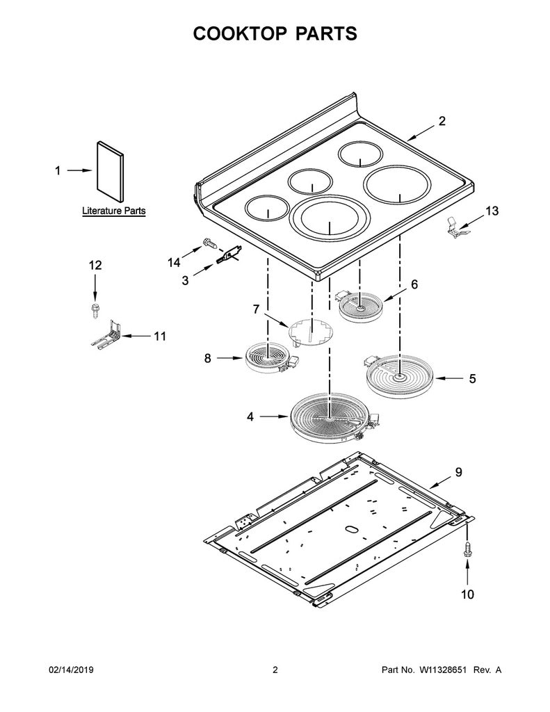 Whirlpool Range, Oven & Cooktop Glass Cooktop (Stainless) - W10804319, Replaces: W10697352