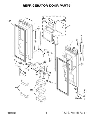 Séparateur de porte à croisillons pour réfrigérateur et congélateur Whirlpool (gris) - W10806457, remplace : W10407225