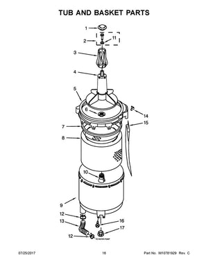 Joint d'étanchéité pour cuve de lave-linge Whirlpool - W10814296, remplace la référence : 21050