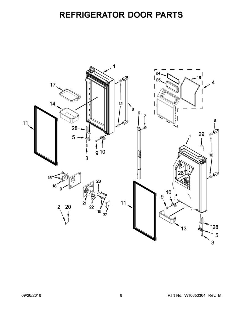 Whirlpool Refrigerator & Freezer Refrigerator Door Assembly, Stainless - W10815693