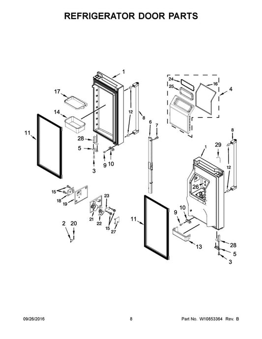 Whirlpool Refrigerator & Freezer Refrigerator Door Assembly, Stainless - W10815693