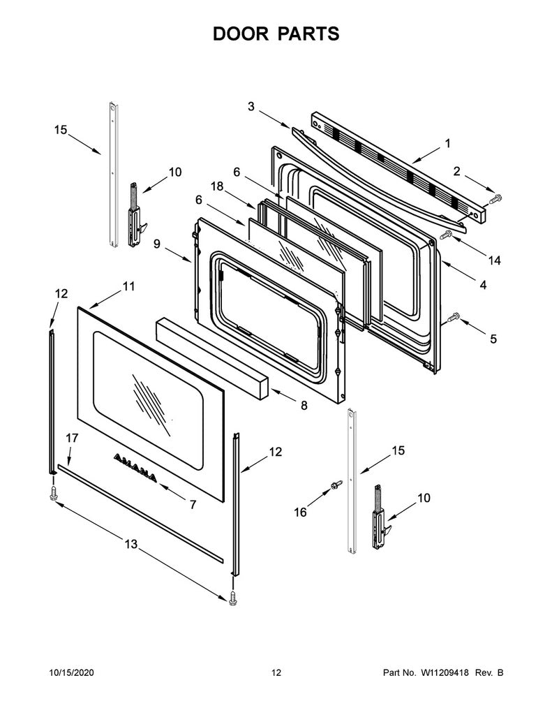 Whirlpool Range, Oven & Cooktop Oven Door Handle (White) - W10817434, Replaces: W10118384