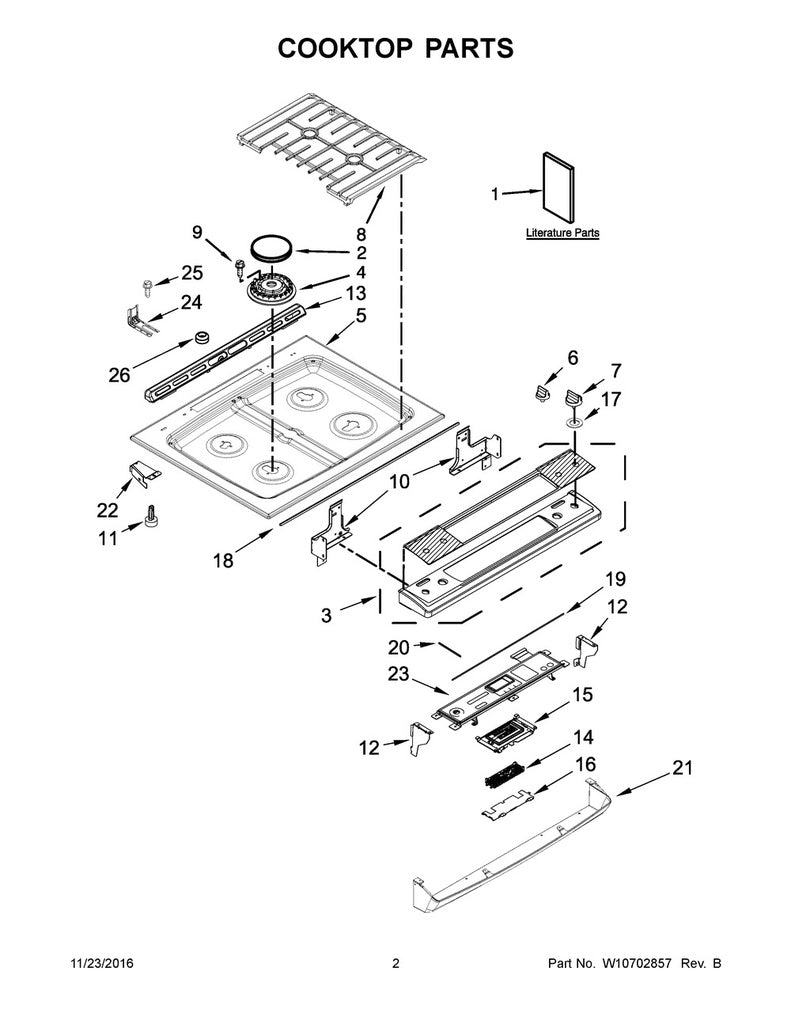 Whirlpool Range, Oven & Cooktop Knob - W10818230, Replaces: W10569585