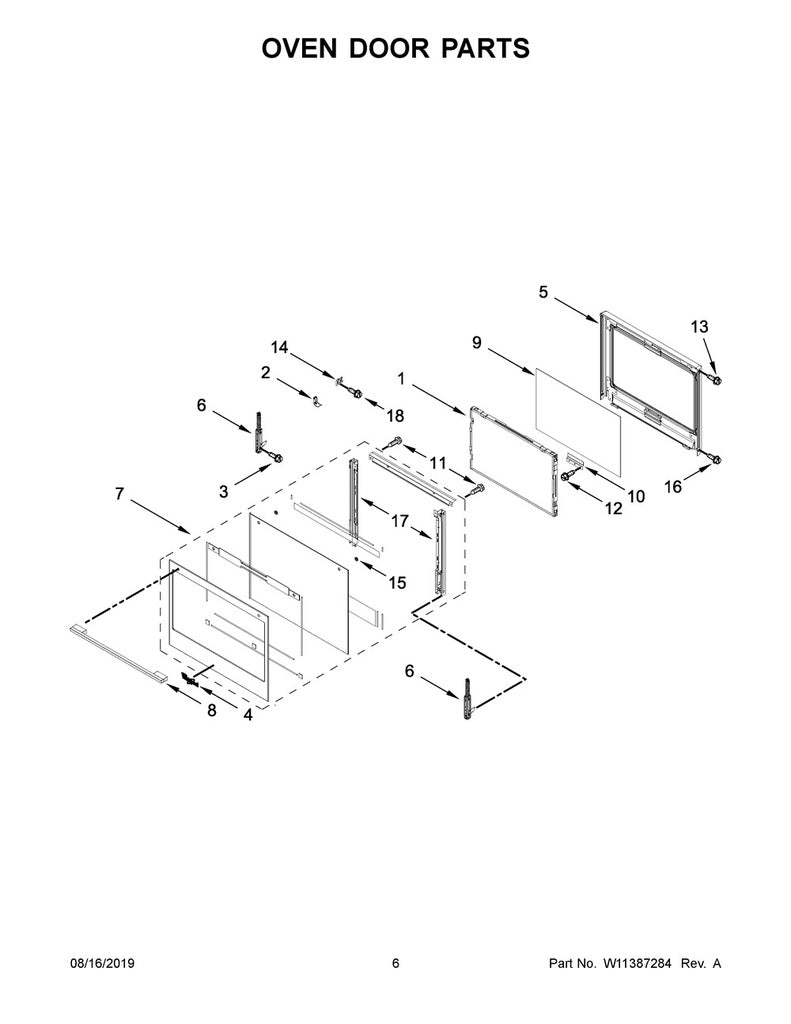 Whirlpool Range, Oven & Cooktop Oven Inner Door Glass - W10827059, Replaces: W10678524