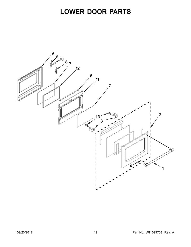 Whirlpool Range, Oven & Cooktop Range Oven Door Handle, Stainless - W10832693