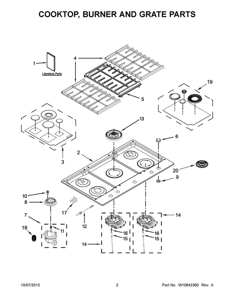 Whirlpool Range, Oven & Cooktop Surface Burner Cap Kit - W10836474, Replaces: W10635601